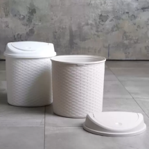 바스클립 라탄 플립형 키친 쓰레기통 21L 2개 - 화이트