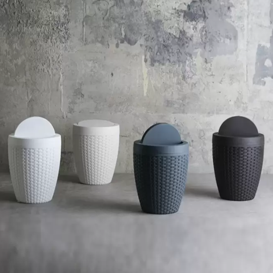 바스클립 라탄 라운드 플립형 쓰레기통 7L 2개