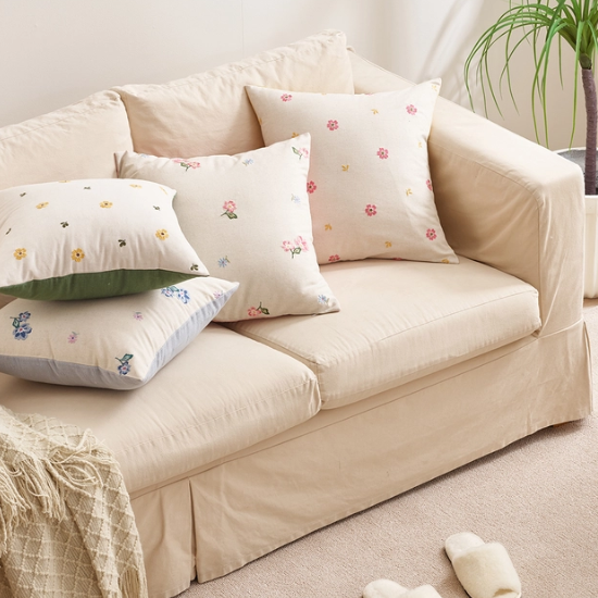 루마인 홈 면 린넨 쿠션 45x45cm