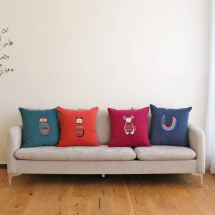 오리고 면 자수 쿠션 50x50cm