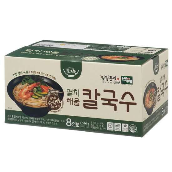 백제 멸치해물칼국수 197g x 8 최소구매 2개