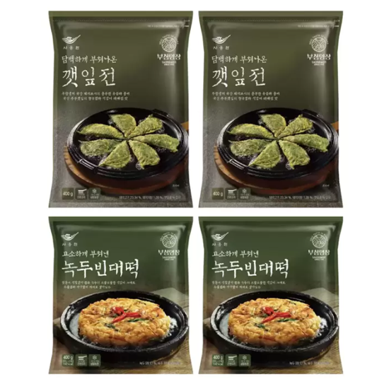 사옹원깻잎전 녹두빈대떡400gx4 (총1,600g)